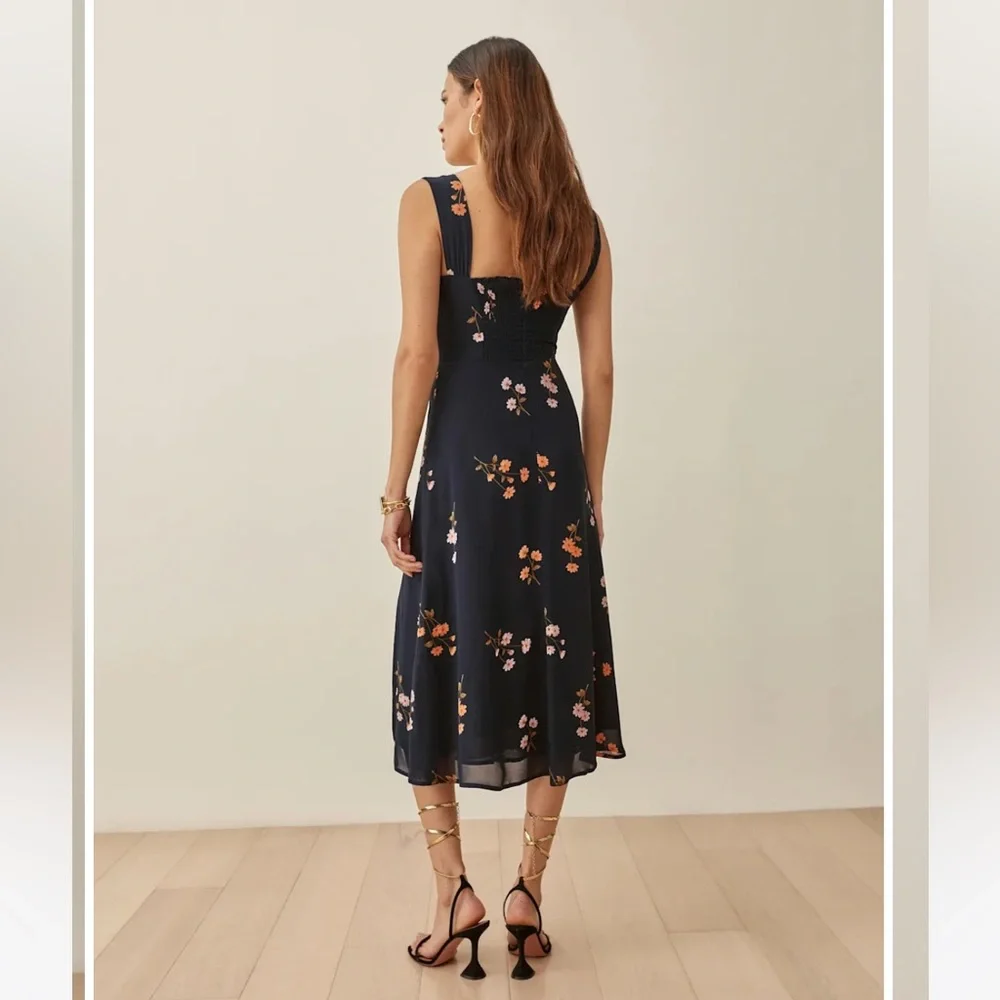 Reformation Fulton Midi Dress Princess Margaret Floral Size 12 - Picture 3 of 9